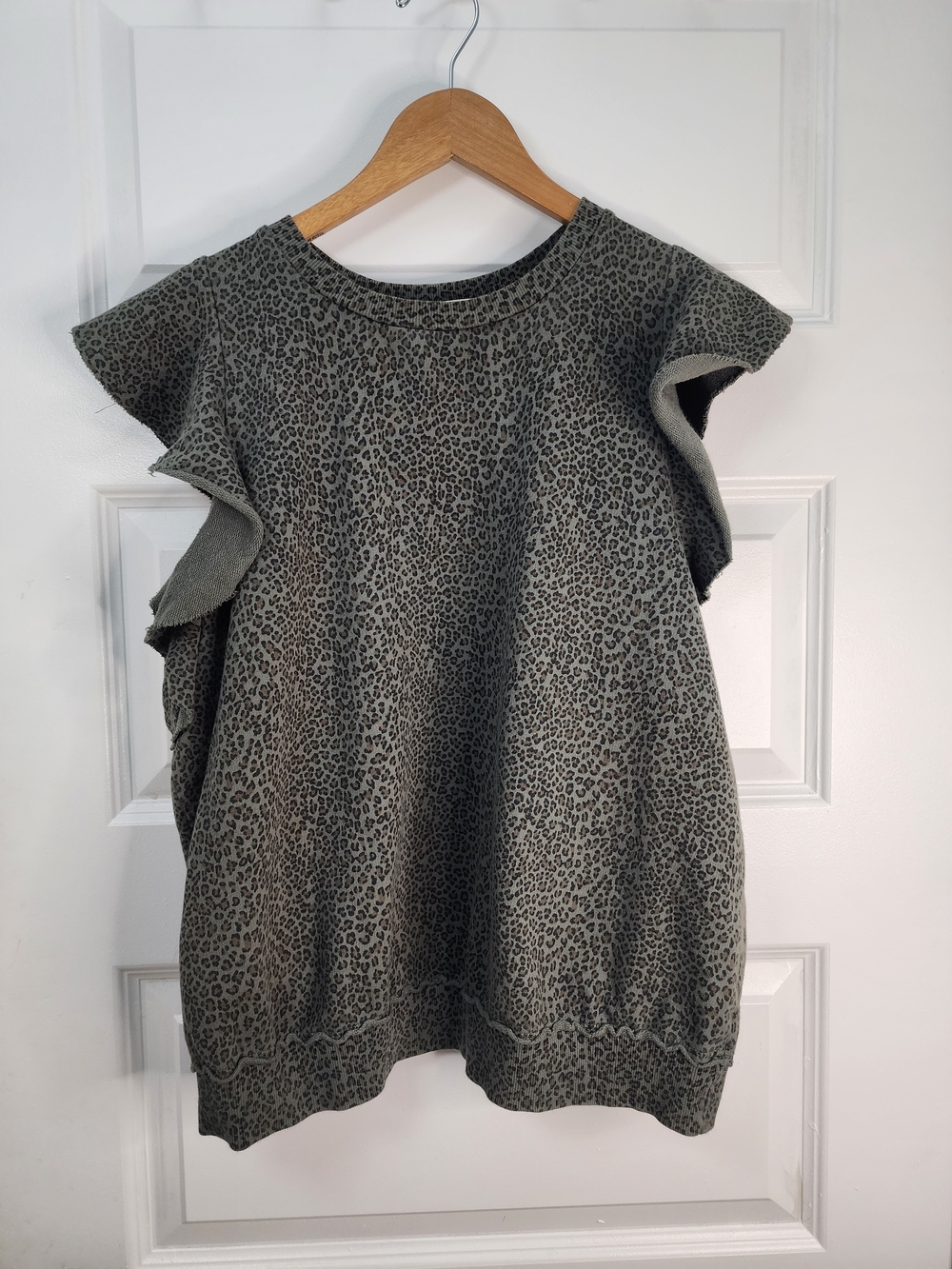 Anthropologie T.La Olive Leopard Ruffle Sleeve Tank - Picture 2 of 5